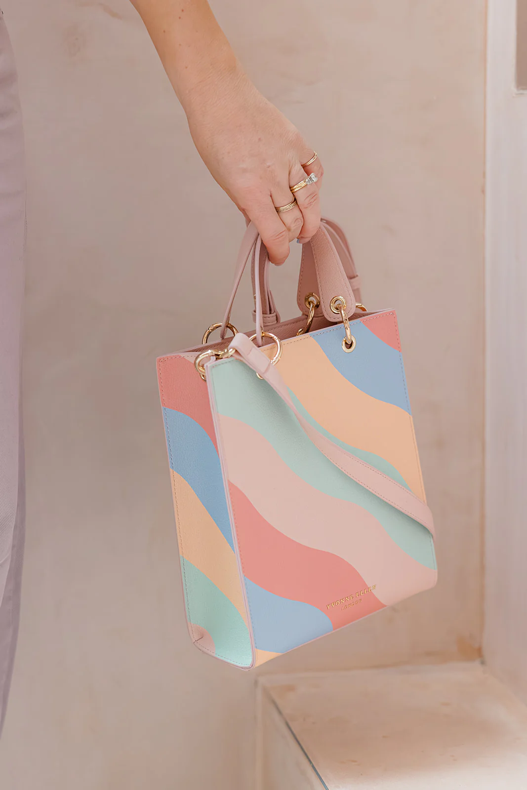 Yvonne Ellen Wobble Stripe Mini Structured Tote