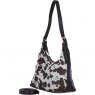 Ashwood Leather Hair on Hide Shoulder Bag with Replaceable Crossbody Strap - Brown/Natural H52