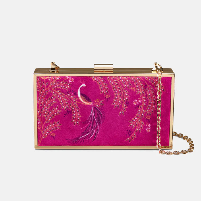 Sara Miller Elegant Bird Framed Velvet Clutch Anniversary Special