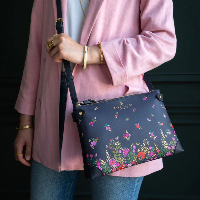 Sara Miller Ditsy Floral Zip Crossbody Bag
