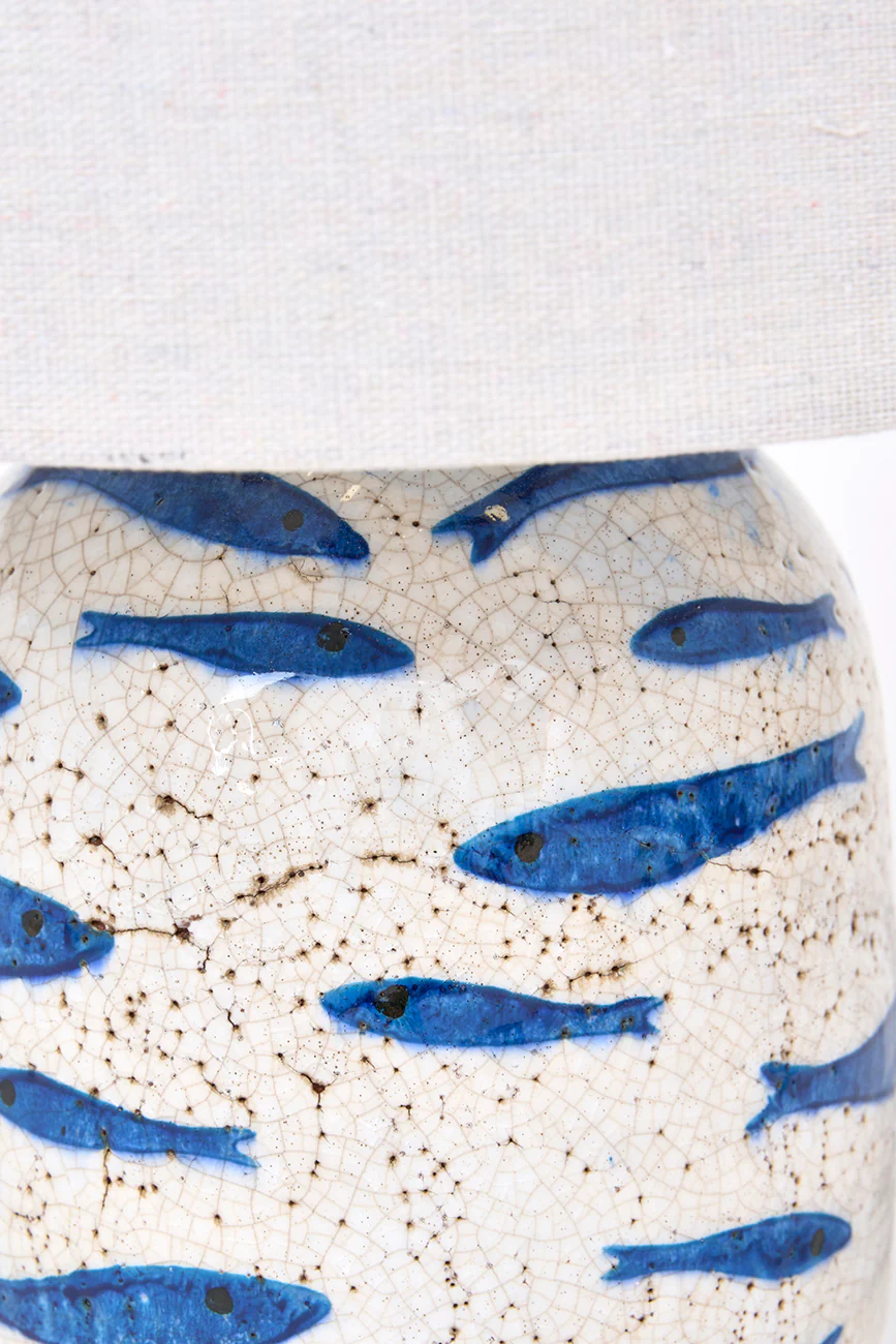 Batela Terracotta Lamp With Fish Motif 21.5cm