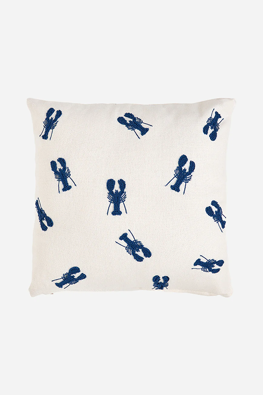 Batela Cotton Cushion With Embroidered Lobsters
