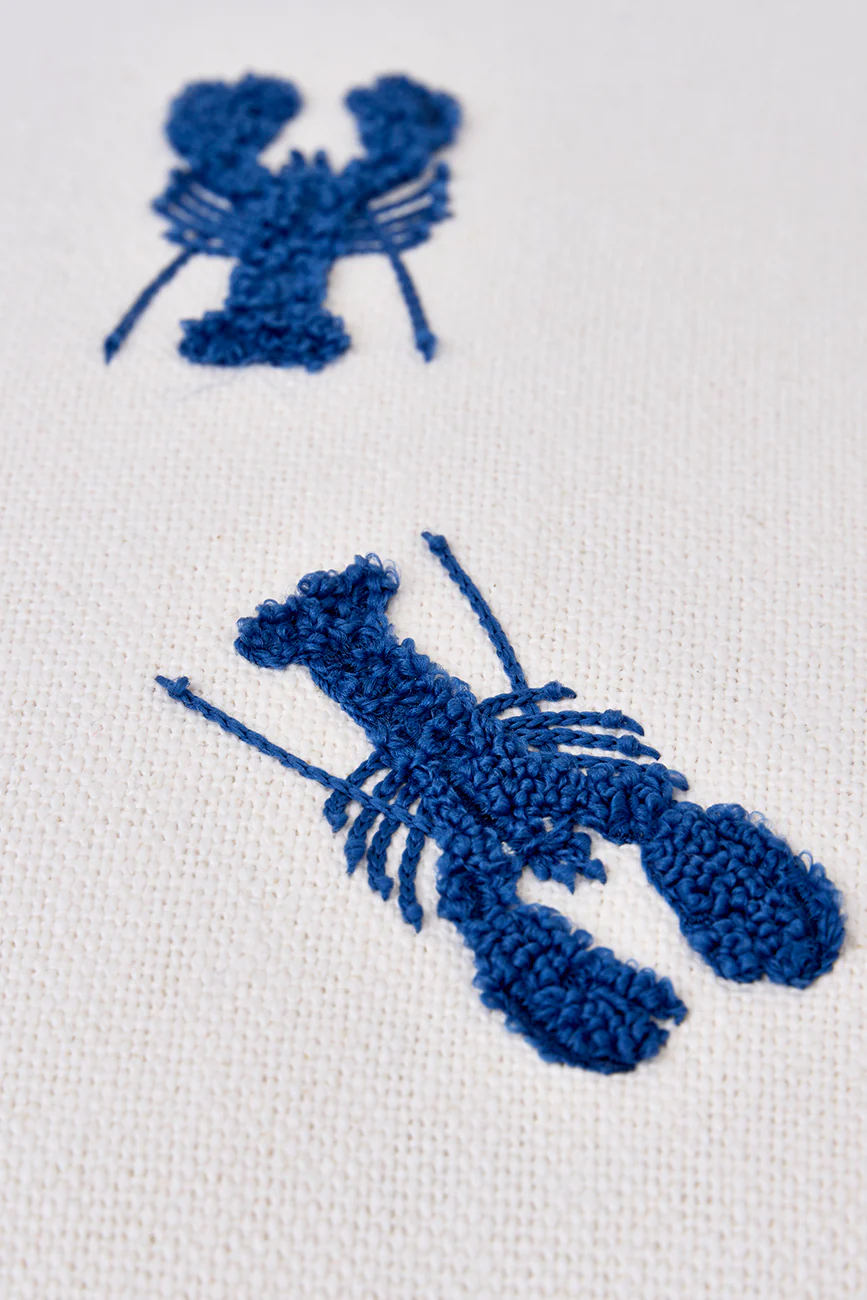 Batela Cotton Cushion With Embroidered Lobsters