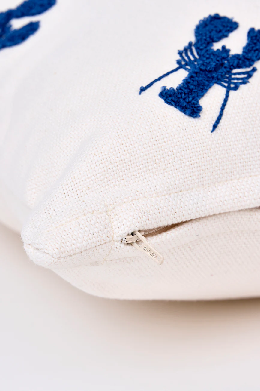 Batela Batela Cotton Cushion With Embroidered Lobsters