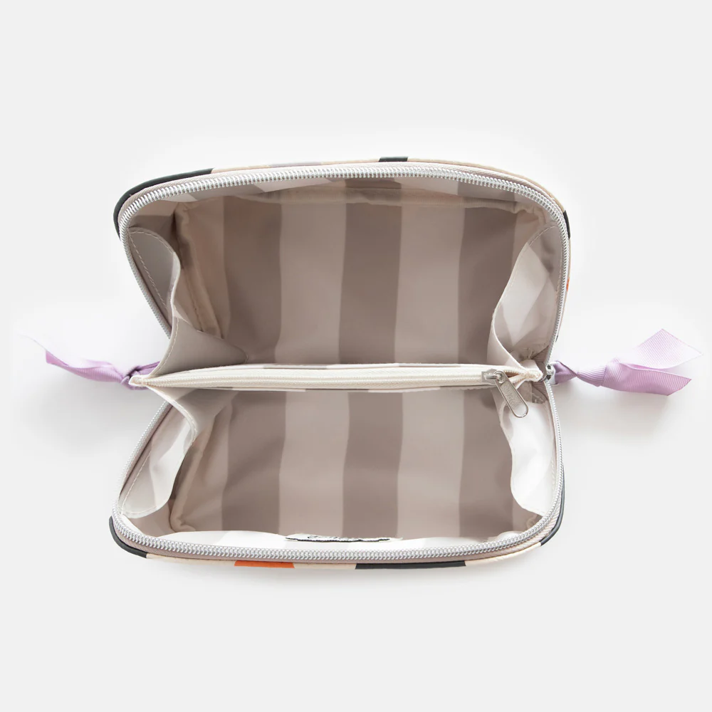 Caroline Gardner Caroline Gardner Multi Flower Charcoal Flat Lay Cosmetic Bag