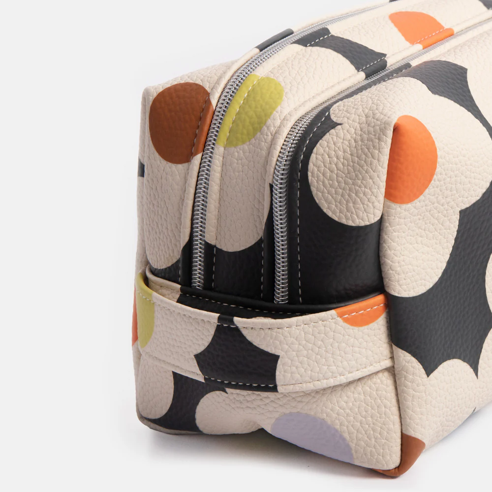Caroline Gardner Caroline Gardner Multi Flower Charcoal Large Travel Wash Bag