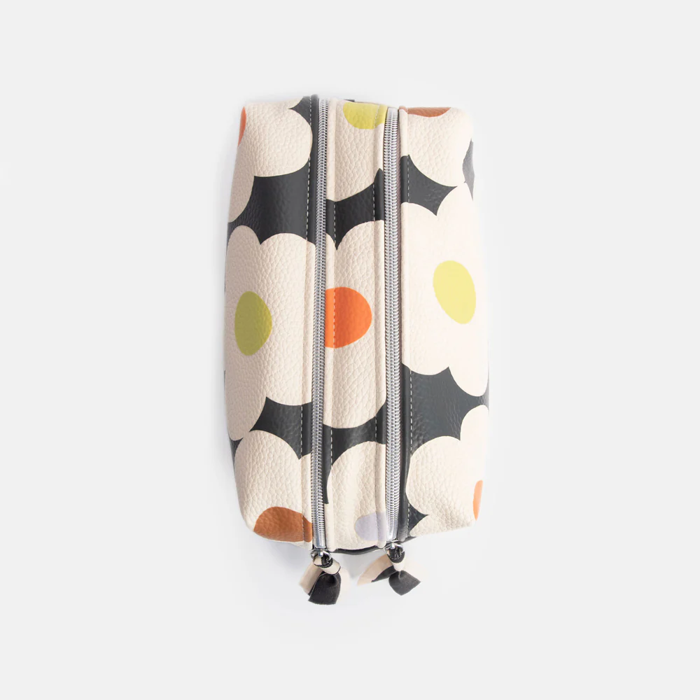 Caroline Gardner Caroline Gardner Multi Flower Charcoal Large Travel Wash Bag