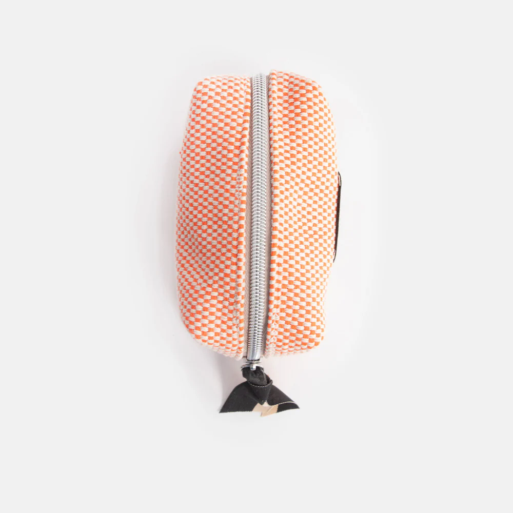 Caroline Gardner Orange Woven Mini Cube Cosmetic Bag