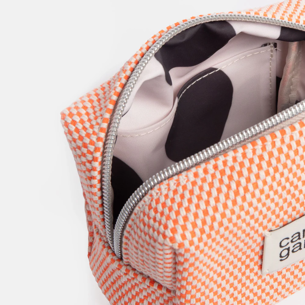Caroline Gardner Caroline Gardner Orange Woven Mini Cube Cosmetic Bag