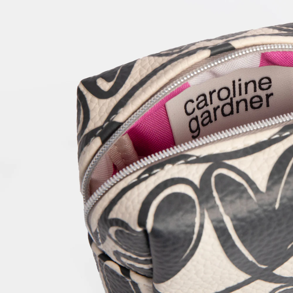 Caroline Gardner Mono Looped Hearts Ultra Mini Cube Cosmetic Bag