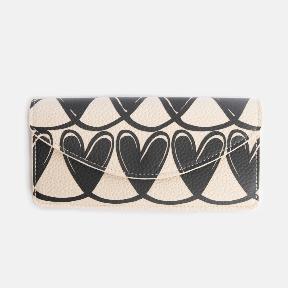 Caroline Gardner Mono Looped Hearts Envelope Purse