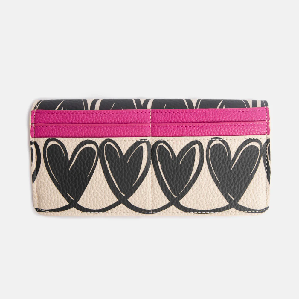 Caroline Gardner Mono Looped Hearts Envelope Purse