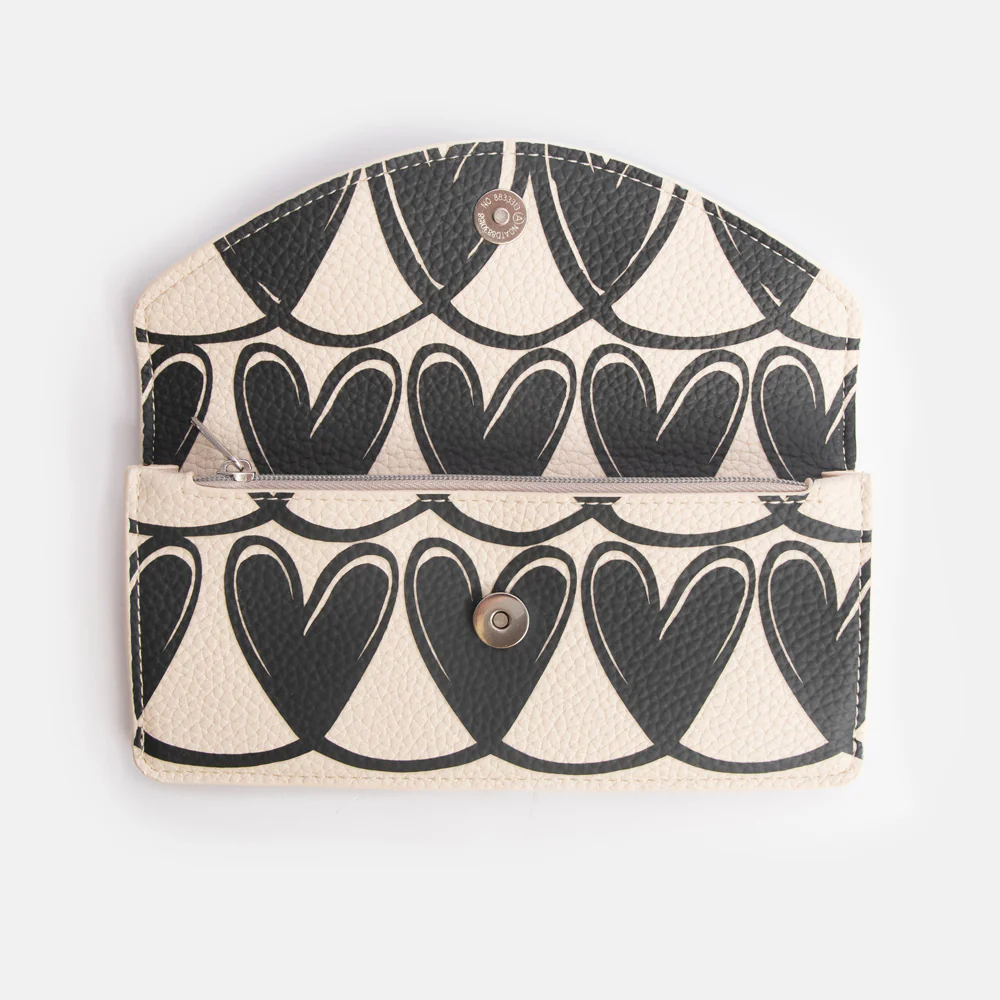 Caroline Gardner Mono Looped Hearts Envelope Purse