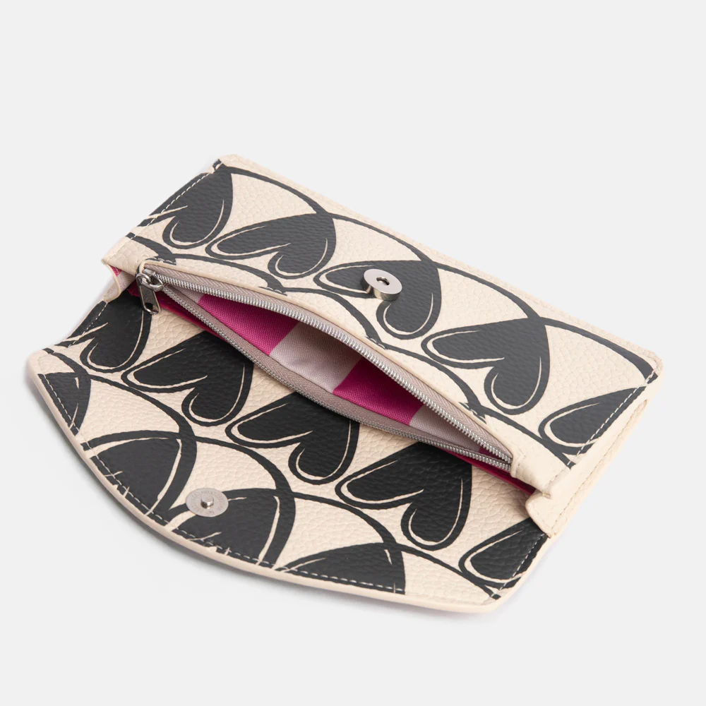 Caroline Gardner Caroline Gardner Mono Looped Hearts Envelope Purse