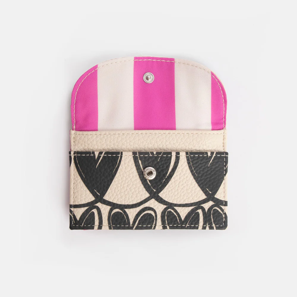 Caroline Gardner Mono Looped Hearts Card Holder Coin Purse