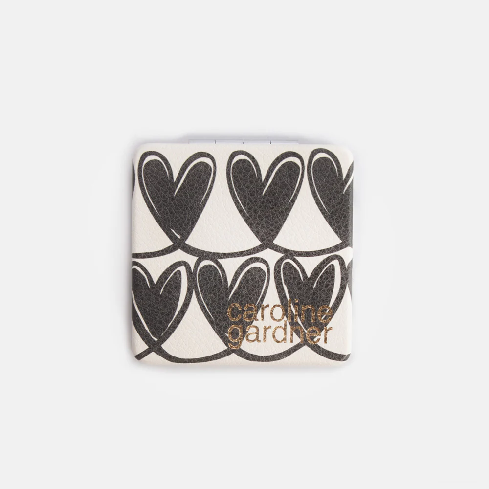 Caroline Gardner Caroline Gardner Mono Looped Hearts Square Pocket Mirror