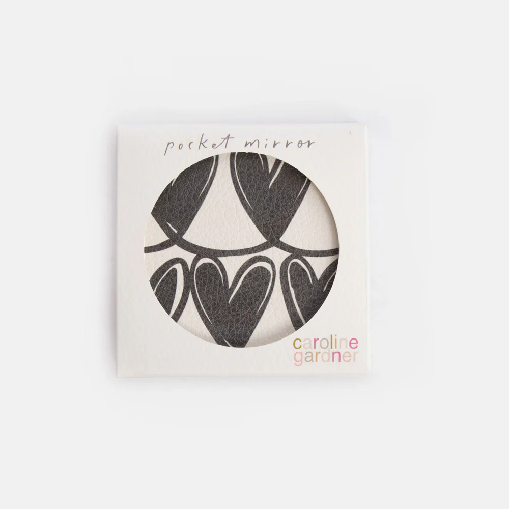 Caroline Gardner Caroline Gardner Mono Looped Hearts Square Pocket Mirror