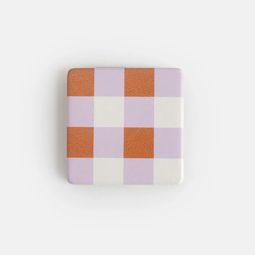 Caroline Gardner Multi Check Square Pocket Mirror