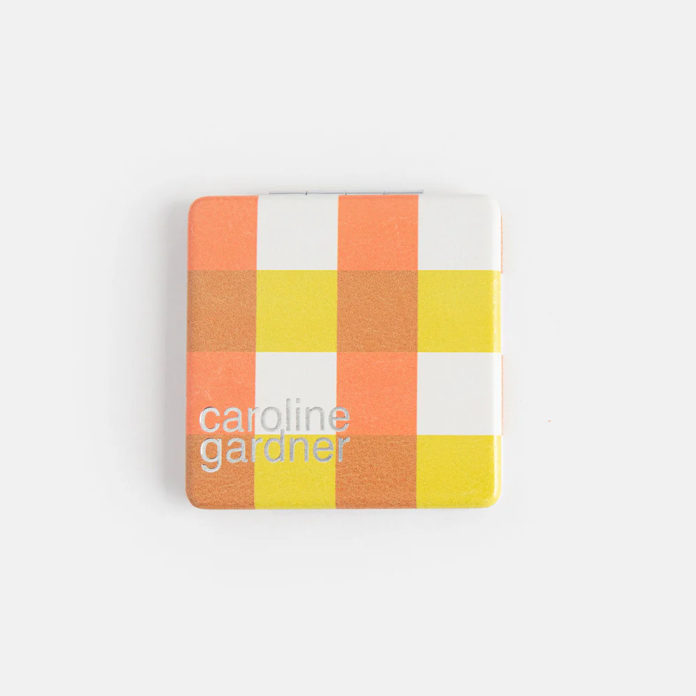 Caroline Gardner Multi Check Square Pocket Mirror