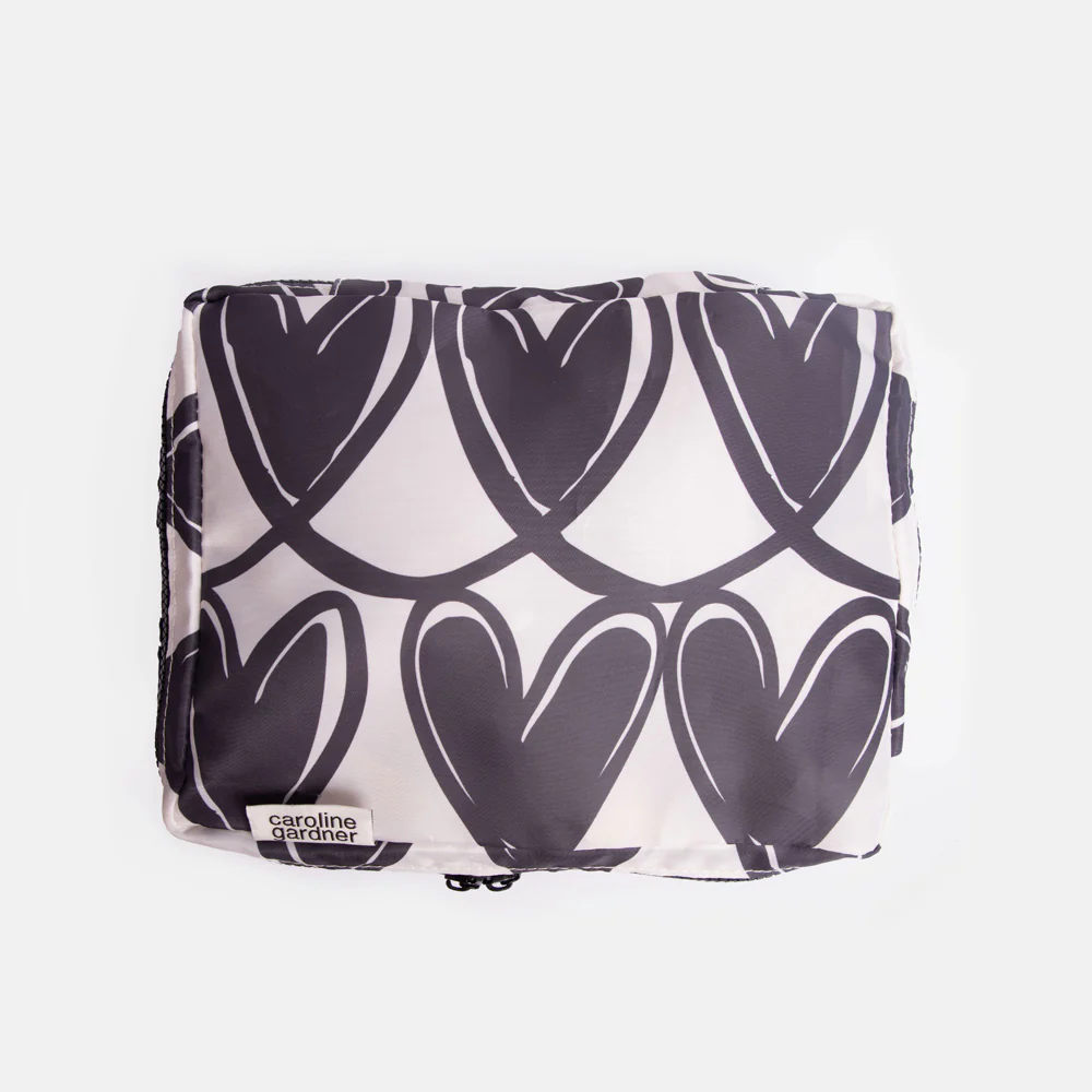 Caroline Gardner Mono Looped Hearts/Stripes Set of 3 Small Packing Cubes