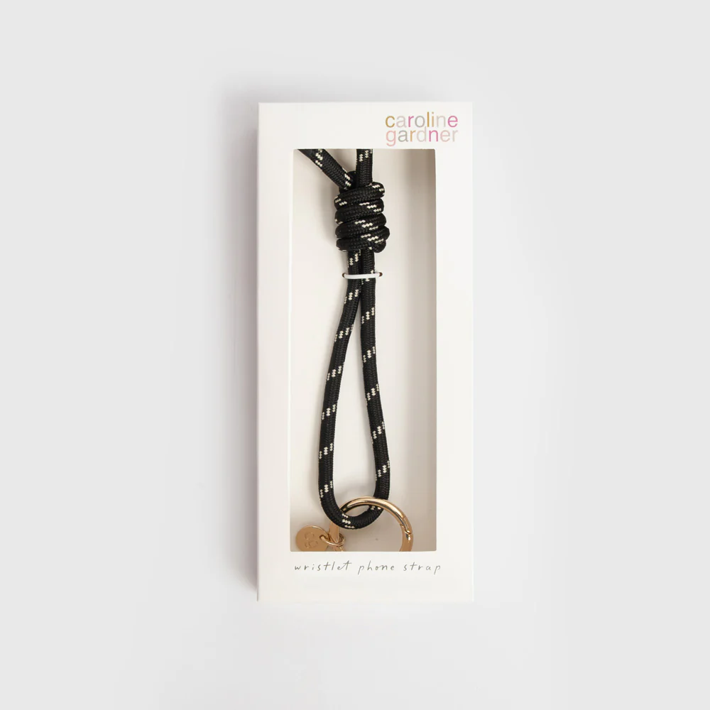 Caroline Gardner Black/White Cord Wristlet Phone Strap