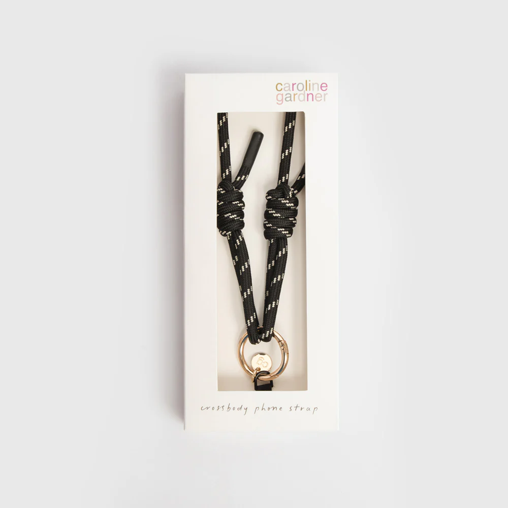 Caroline Gardner Black/White Cord Crossbody Phone Strap
