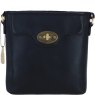 Ashwood Leather Twist Lock Croosbody Bag with Zip Top Closure - Black L33