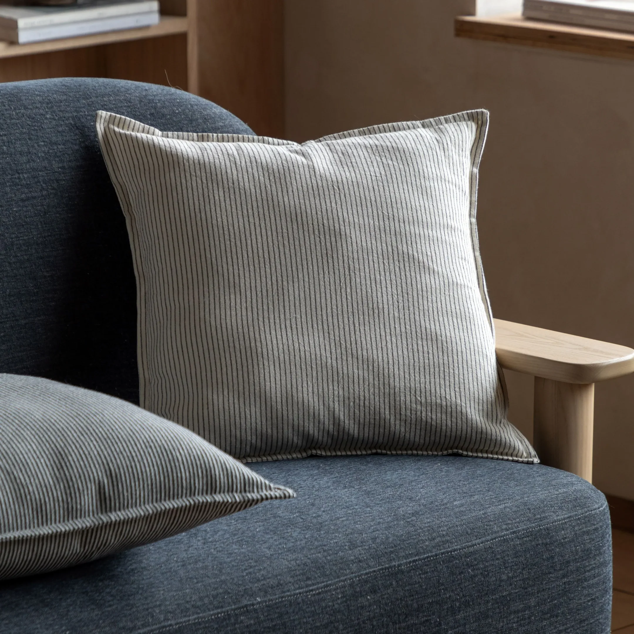 Fairford Woven Stripe Cushion Cream 45x45cm