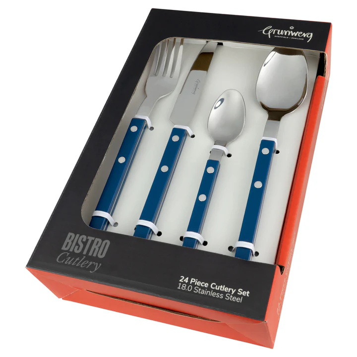 Grunwerg Bistro 24 Piece Cutlery Set - Blue