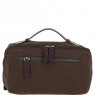 Fenland Canvas & Leather Wash Bag - Brandy/Green FEN759