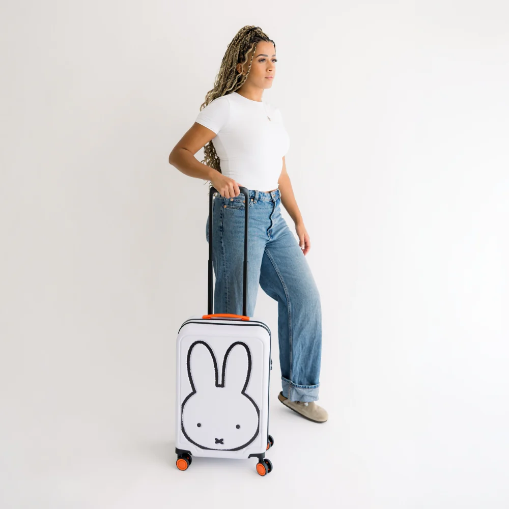 Miffy Cabin 4 Wheel Trolley Case - White with Black Bunny