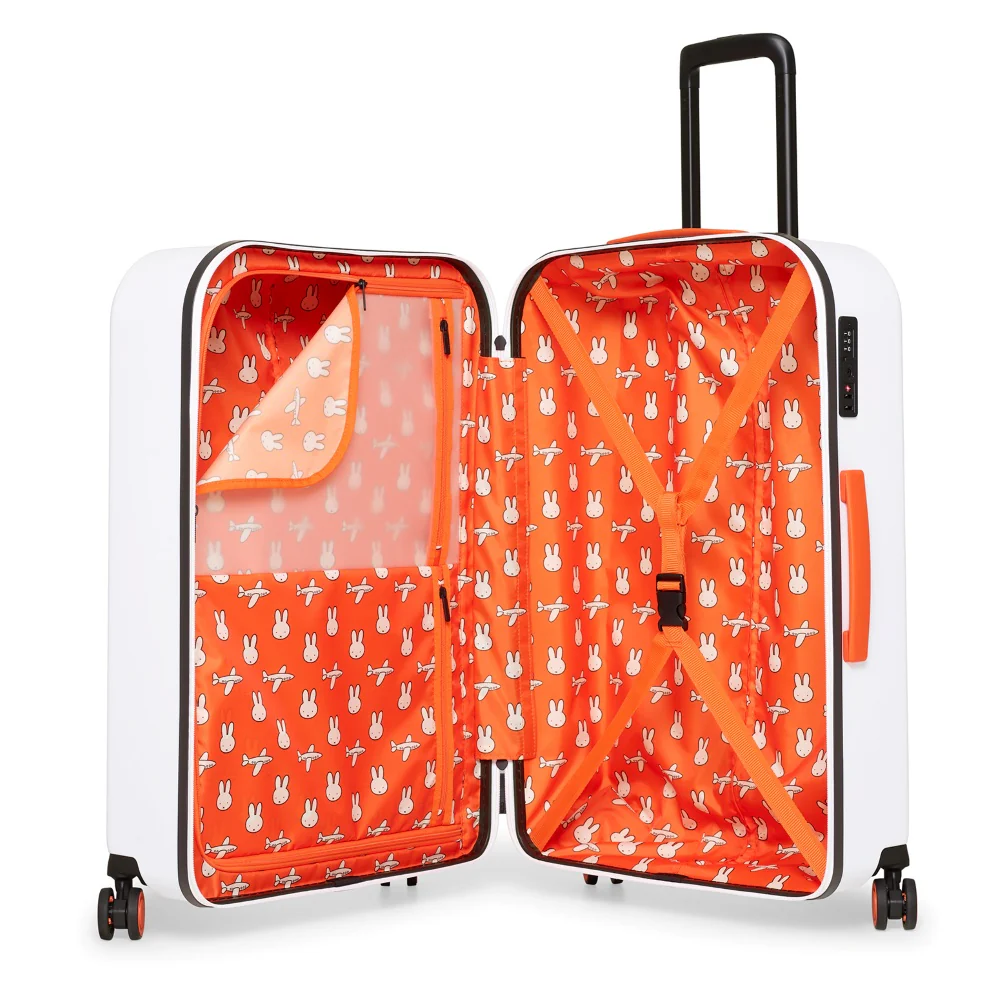 Miffy Medium 4 Wheel Trolley Case - White with Black Bunny