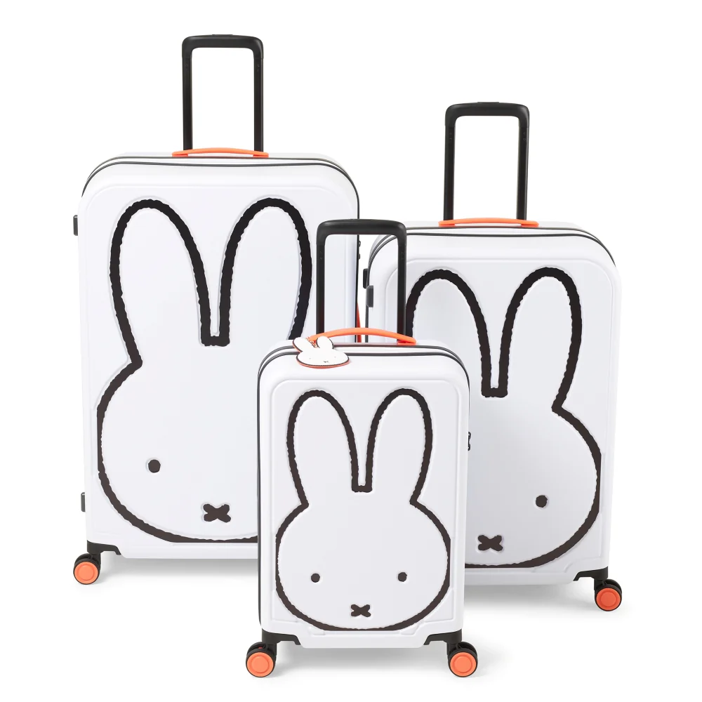 Miffy Medium 4 Wheel Trolley Case - White with Black Bunny
