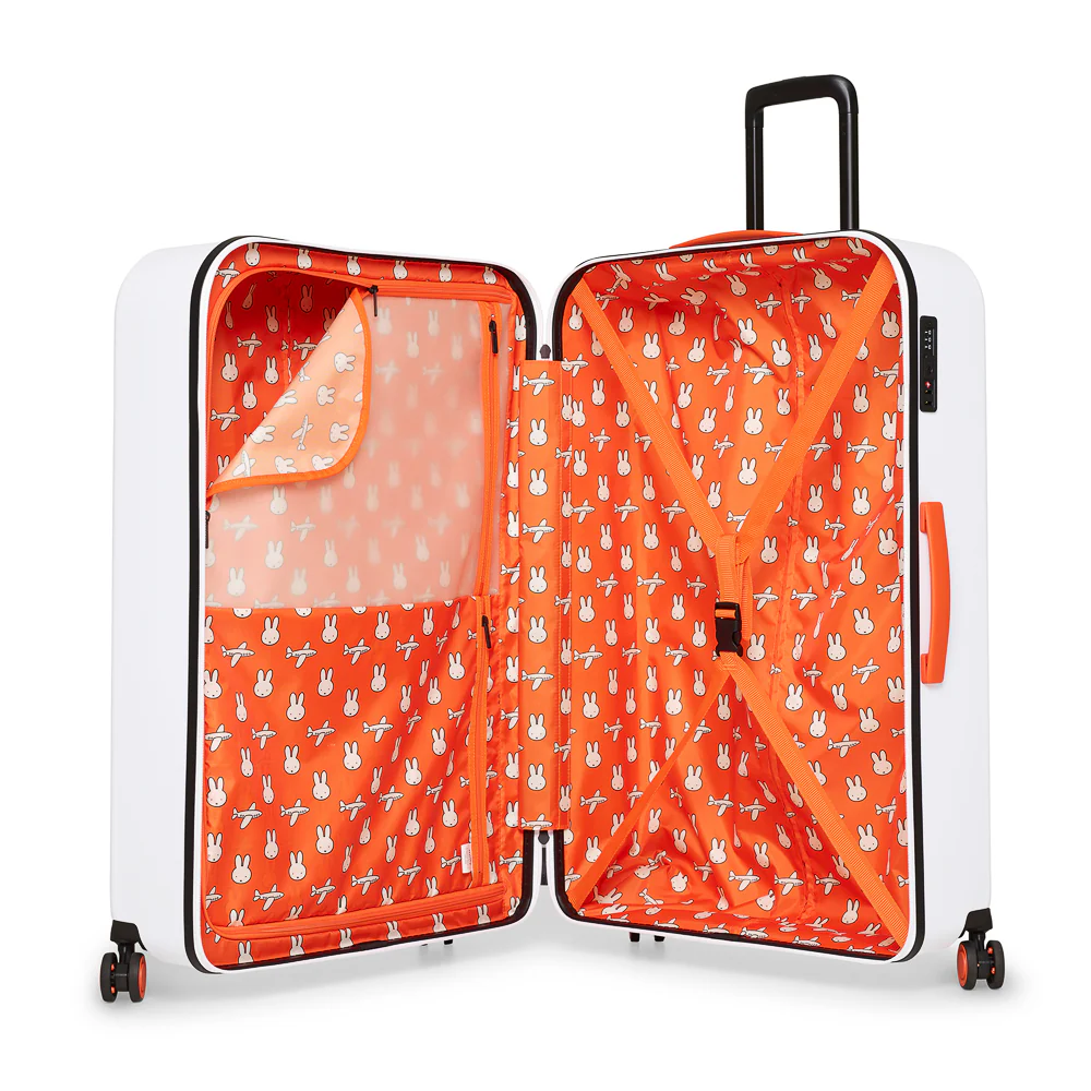 Miffy Large 4 Wheel Trolley Case - White with Black Bunny