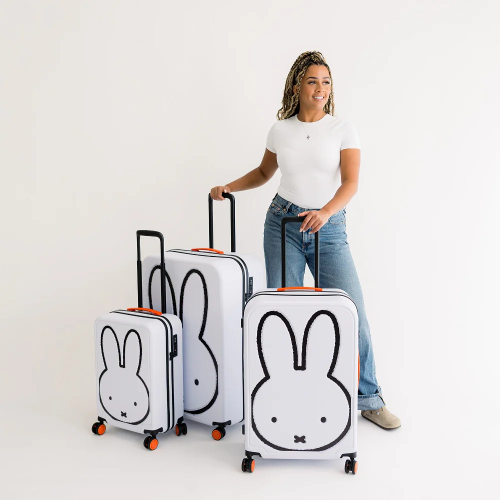 Miffy Large 4 Wheel Trolley Case - White with Black Bunny