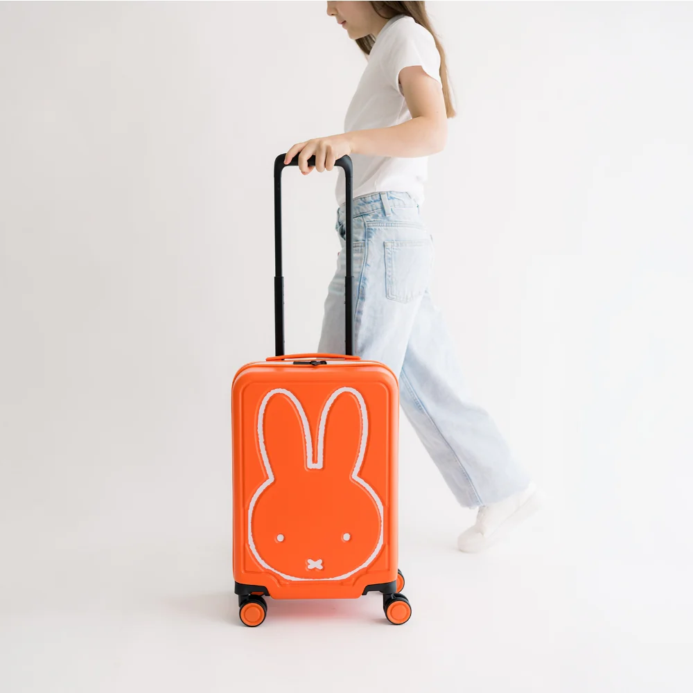Miffy Cabin 4 Wheel Trolley Case - Orange with White Bunny