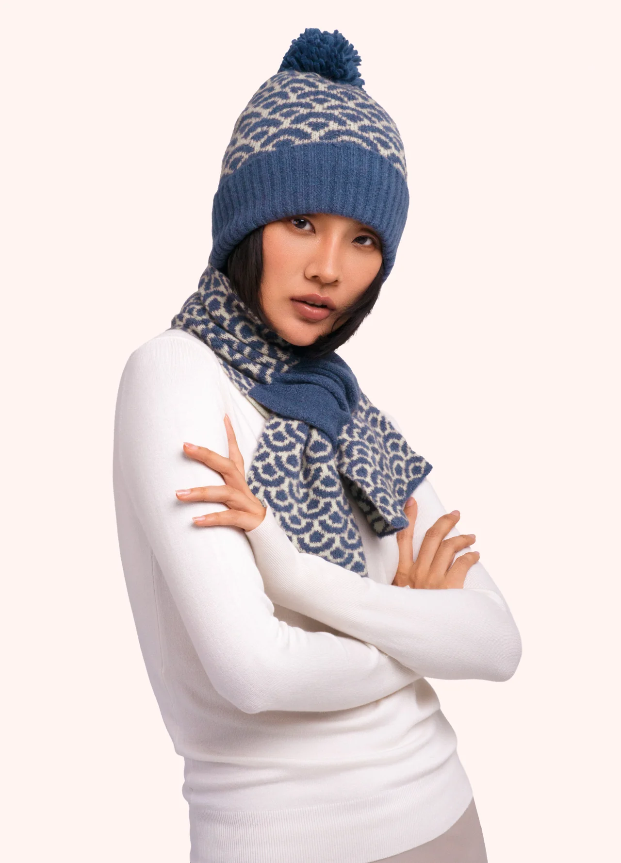 Powder Agatha Pom Pom Hat - Denim Mix