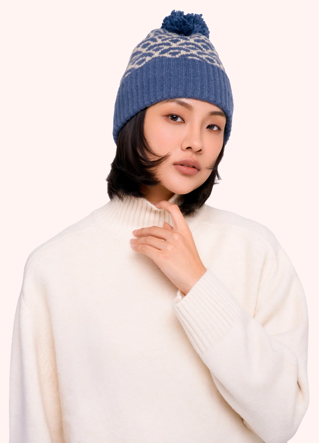 Powder Powder Agatha Pom Pom Hat - Denim Mix