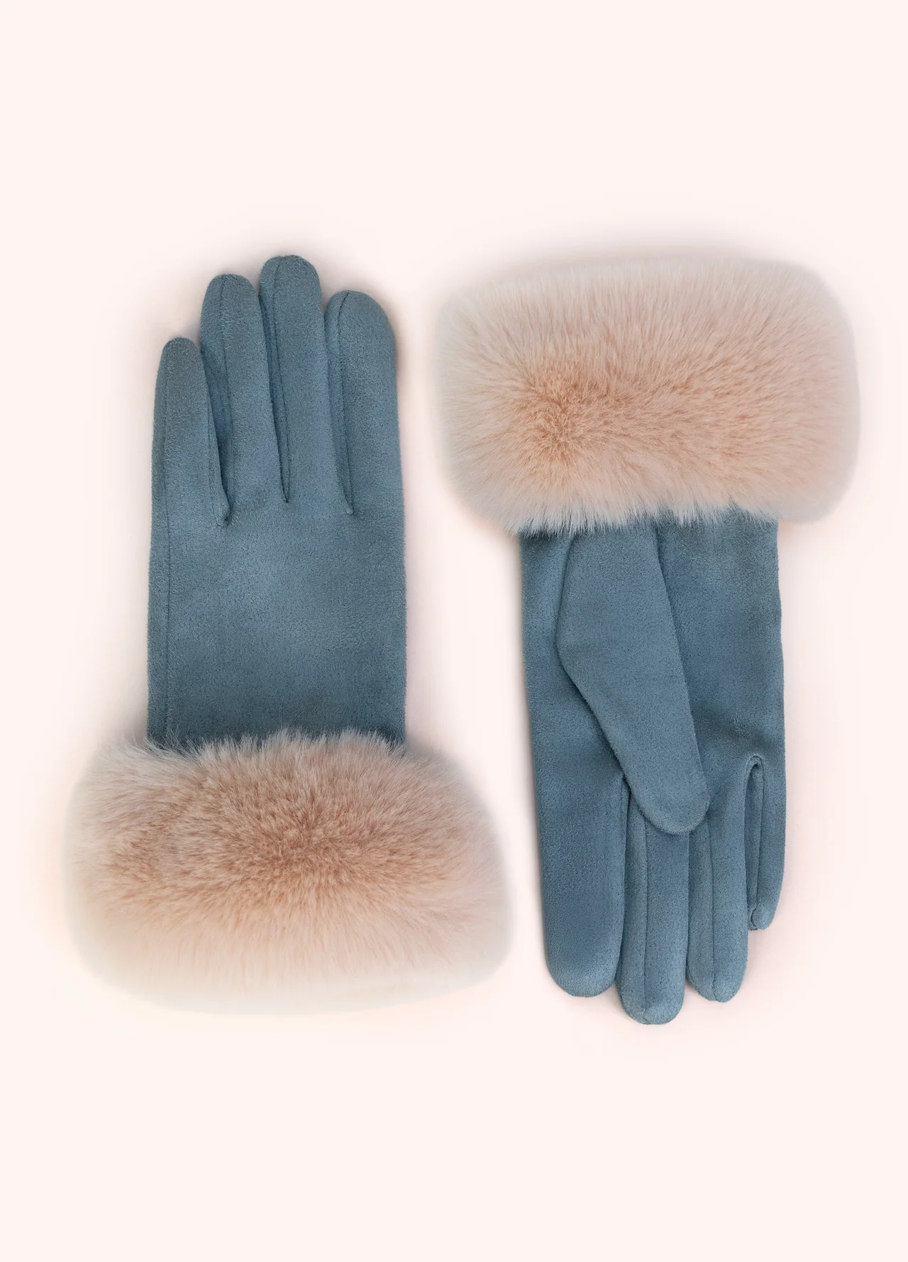 Powder Bettina Faux Suede/Fur Gloves - Denim