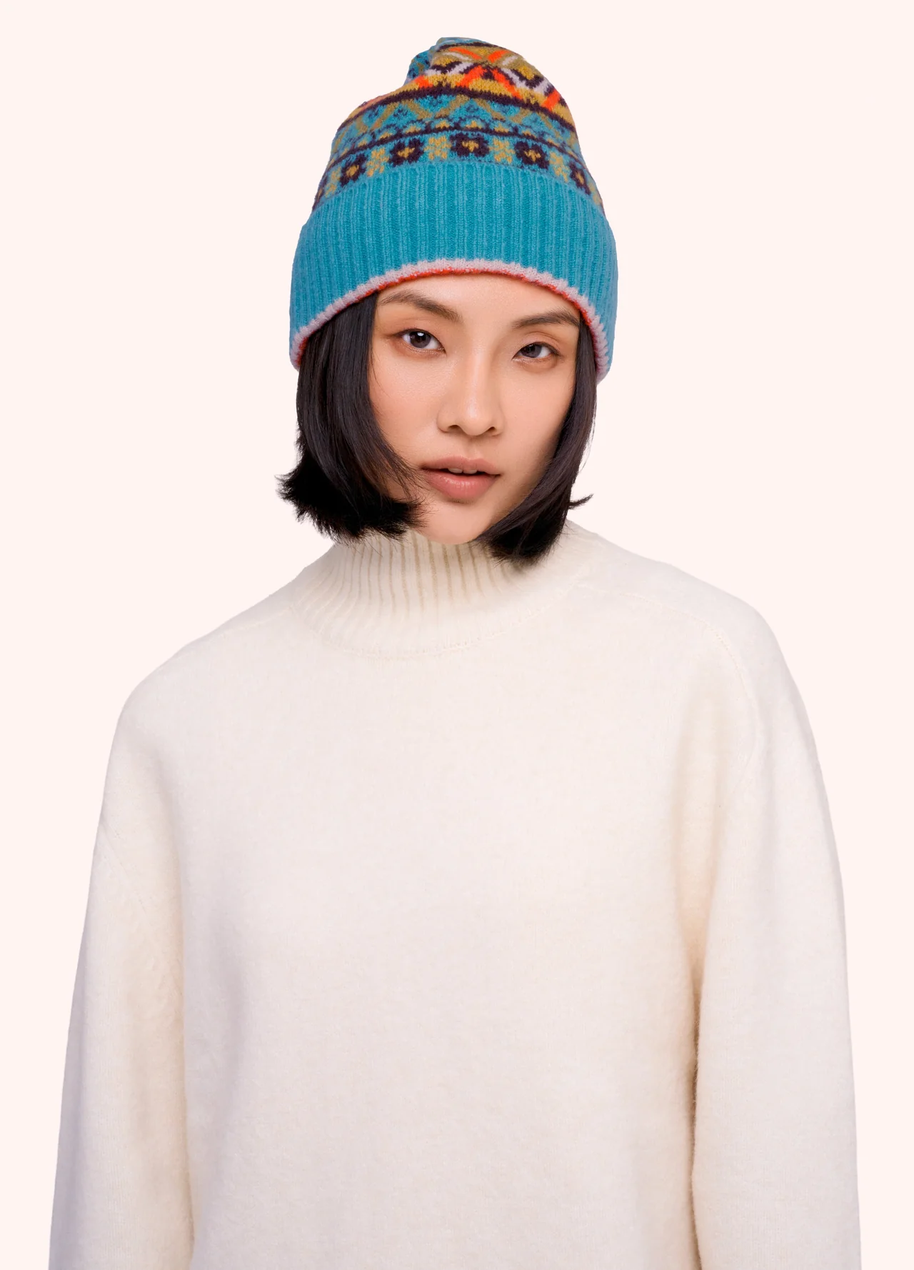 Powder Fair Isle Beanie - Teal Mix