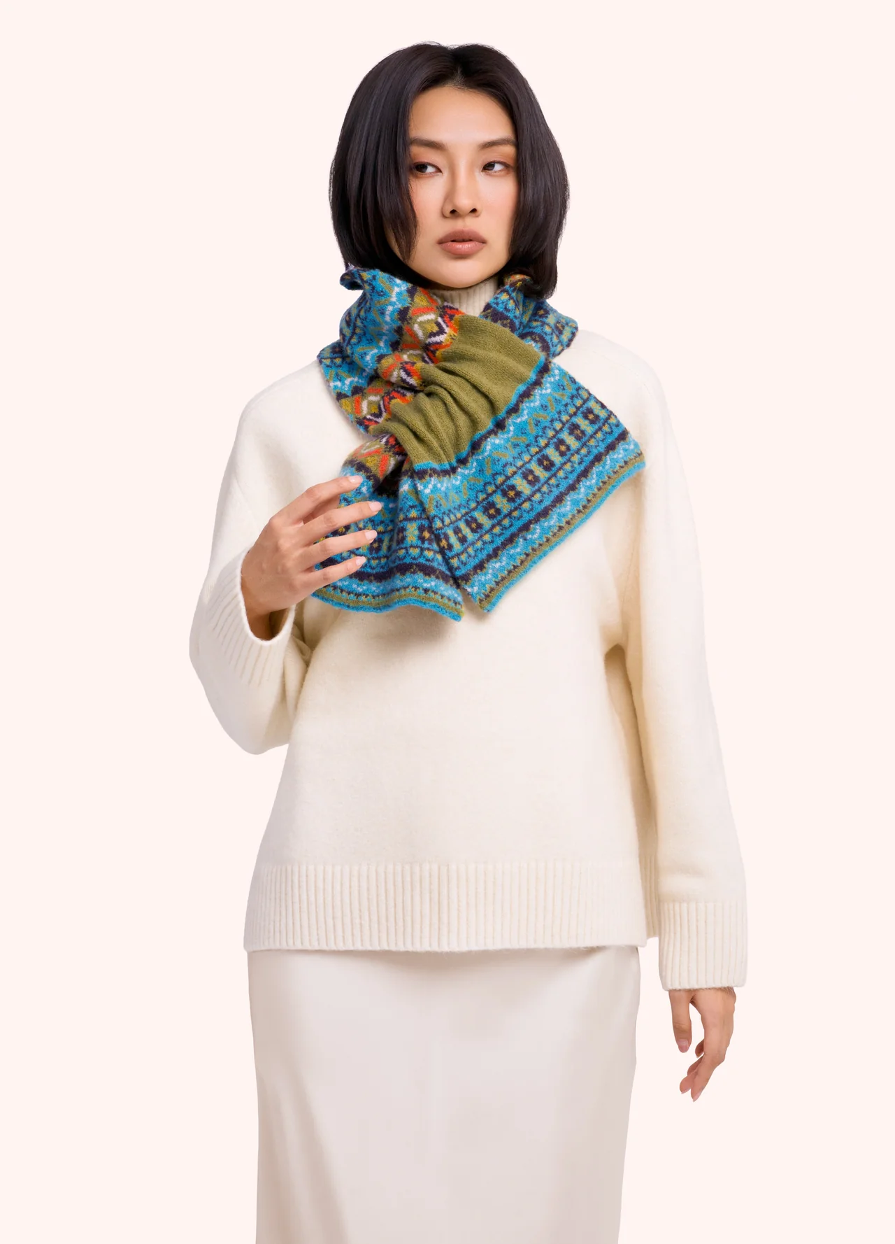 Powder Powder Fair Isle Scarf - Teal Mix