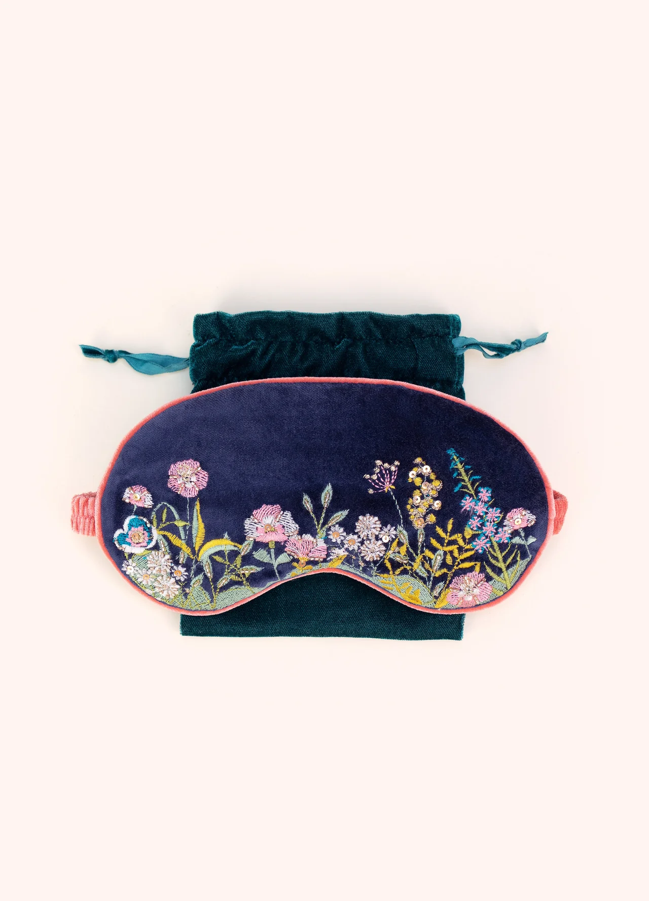 Powder Velvet Eyemask - Navy Floral Hedgerow