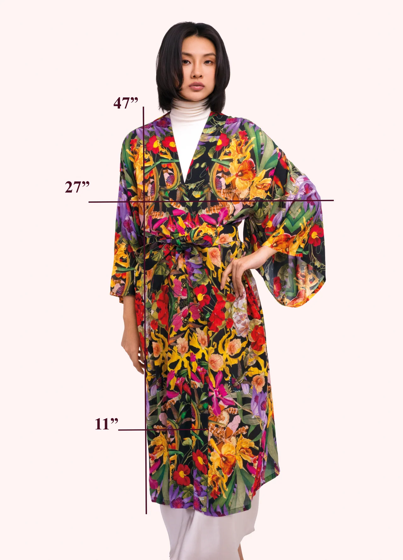 Powder Botanical Kaleidescope Long Kimono Gown