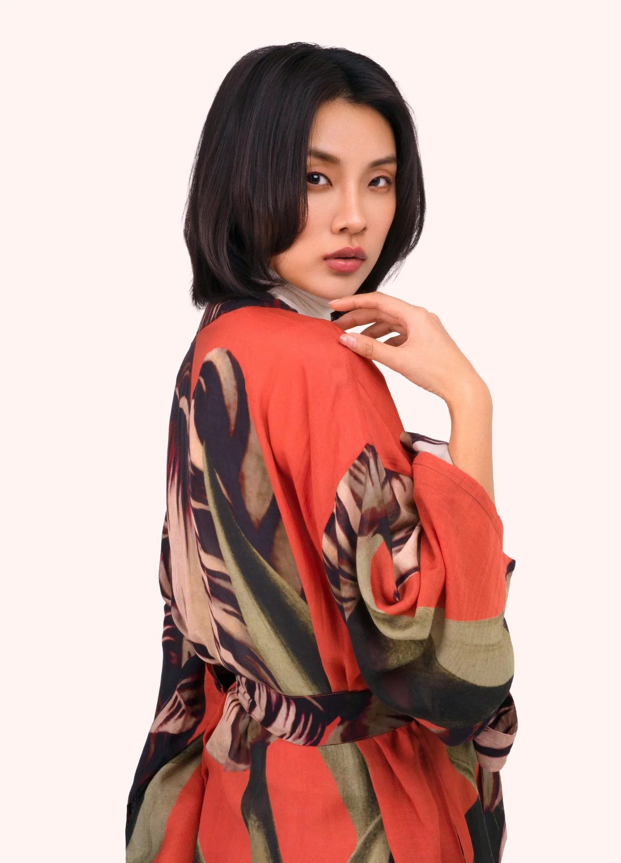 Powder Tulip Long Kimono Gown