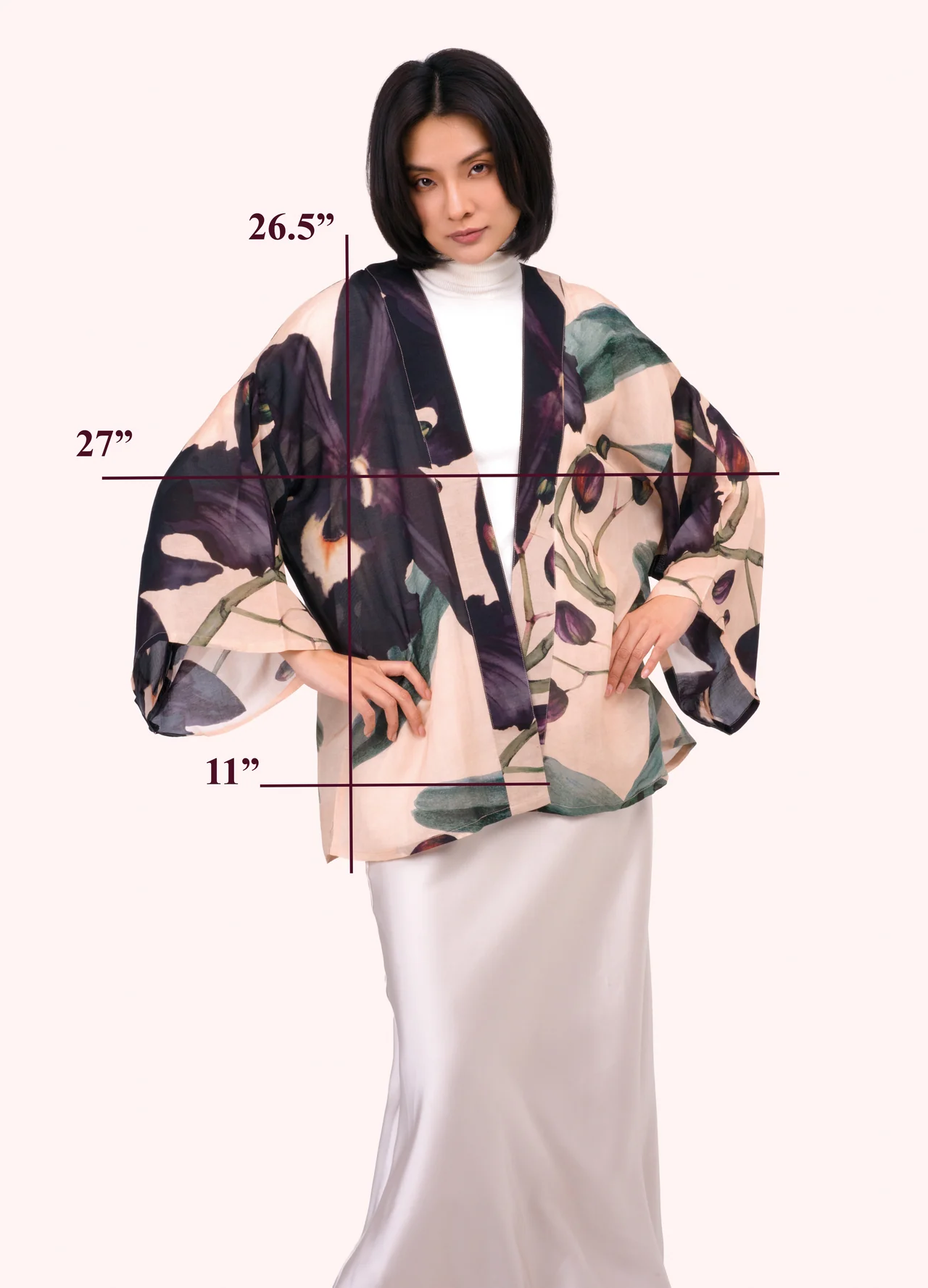 Powder Short Kimono Jacket - Midnight Orchid