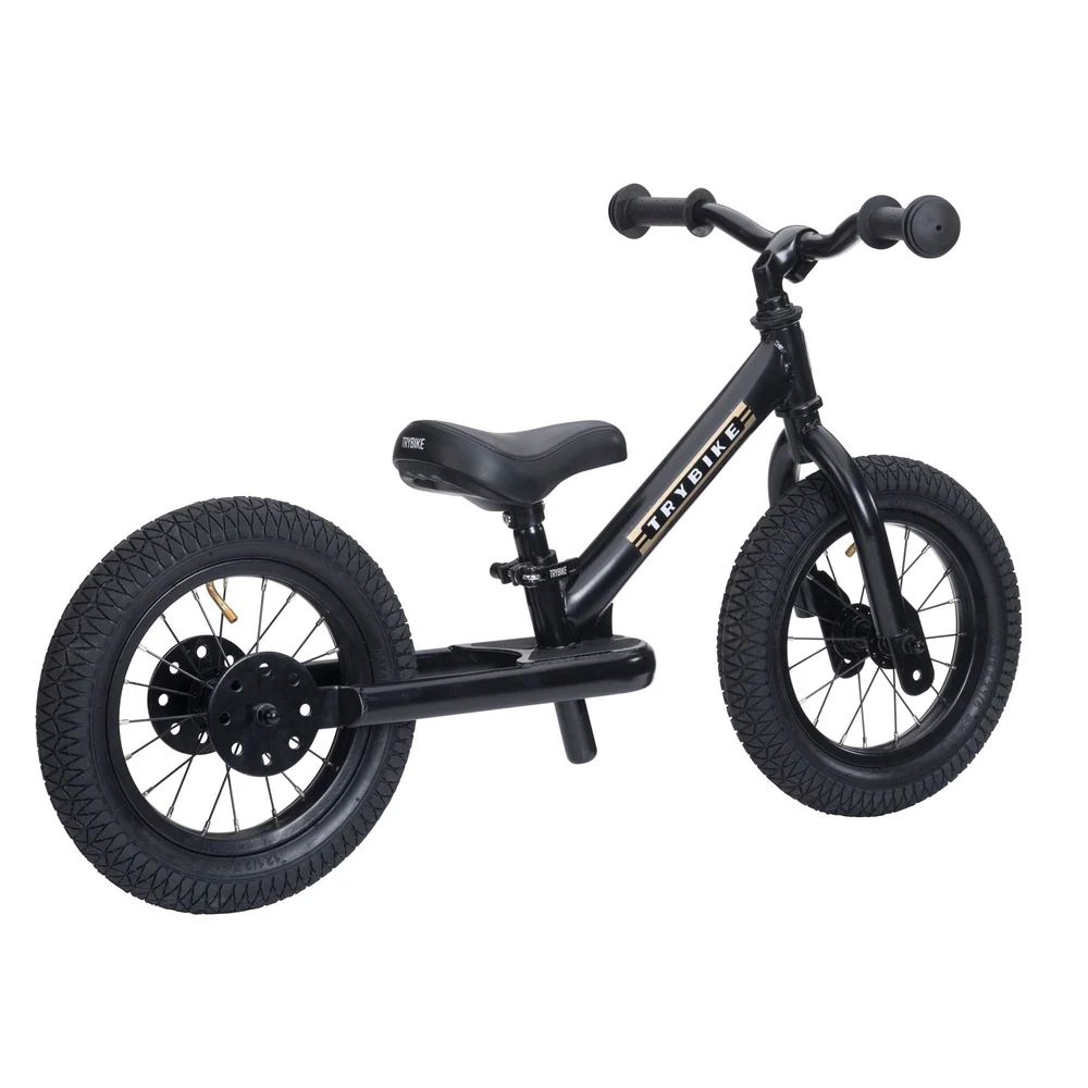 Trybike 2 in 1 Steel Balance Bike & Trike - BLACK
