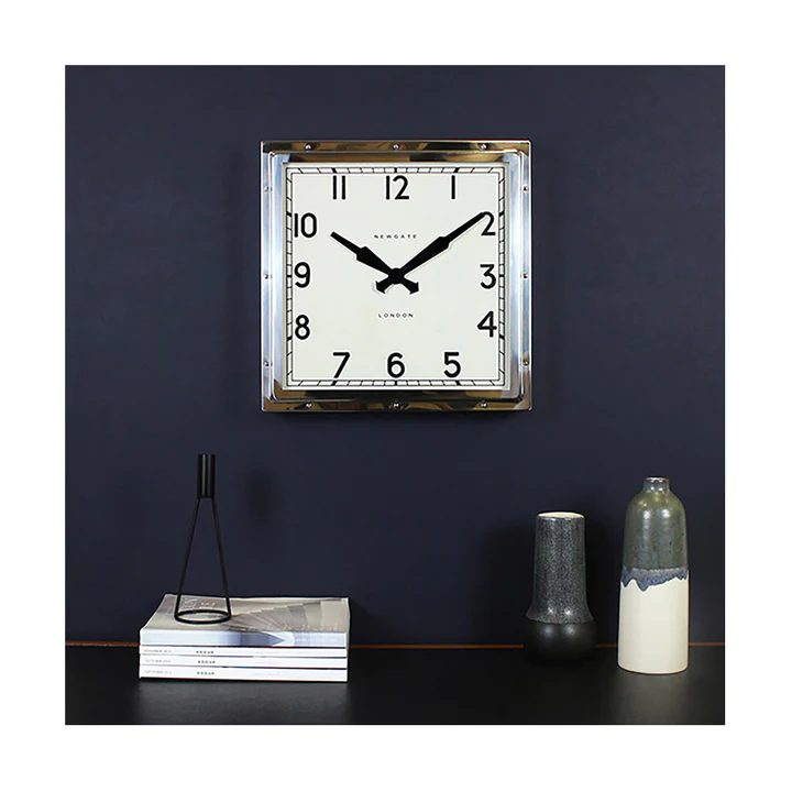 Newgate Quad Wall Clock in Stainless Steel