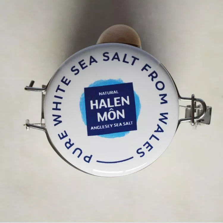 Halen Mon Watercolour Ceramic Jar with 100g Pure White Sea Salt