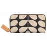 Orla Kiely Ashwood 8 Card Zip Large Leather Purse - Tan