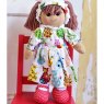 Powell Craft Rag Doll with Cat Print Dress